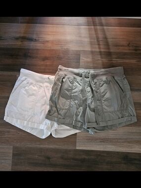 Calvin Klein Performance White and Olive Drawstring Athletic Shorts Duo